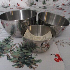 Revere Ware Vintage Stainless Steel Nesting Mixing Bowls 1, 2, & 3 Quart w/Rings